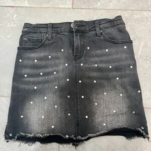 Kidpik Black denim rhinestone miniskirt, size 8